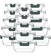 30 Pieces Glass Food Storage Containers with Upgraded Snap Locking Lids,Glass Meal Prep Container...