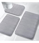 Yimobra Bathroom Rugs Sets 3 Pieces, Soft Comfortable Memory Foam Bath Mat and U-Shaped Toilet Ru...