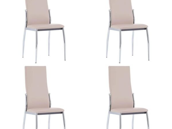RINDIGOO Dining Chairs 4 pcs Cappuccino Faux Leather,Modern Faux Leather Dining Chairs Set of 4 with Chrome Legs for Comfo...