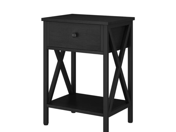 Vicco Keno Bedside Table, Black, 40 x 55 cm with Drawer