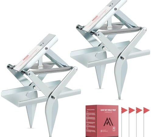 AMVOG Upgrade Mole Scissor Traps, EasySet Mole Traps That Kill, Reusable Gopher Traps for Lawns & Garden,2 Eliminator Traps