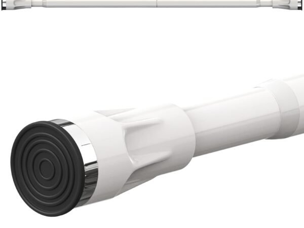 White Shower Curtain Rod 48-100 Inch Adjustable Stainless Steel Tension Curtain Rod for Bathroom Windows No Drill