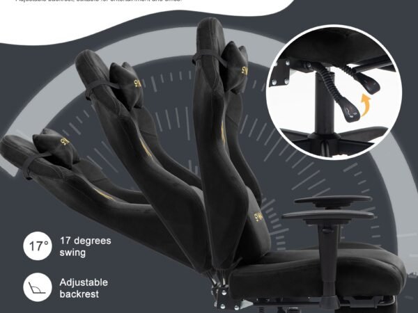 SYMINO Ergonomic Gaming Chair with Footrest, Breathable and Adjustable, Black