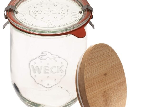 Weck Tulip Jar - 35.9 fl. oz (1 Liter) - Large Glass Container for Sourdough Starter, Canning, and Storage - Includes Glas...