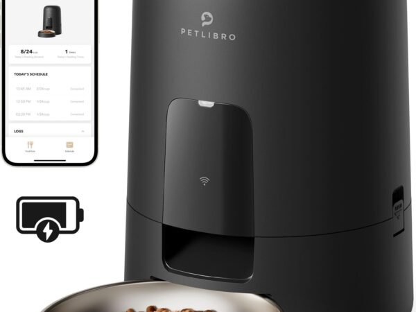 PETLIBRO Automatic Cat Feeder, Wi-Fi Rechargeable Cats Food Dispenser Battery-Operated with 30-Day Life, AIR 2.4G Wi-Fi Timed