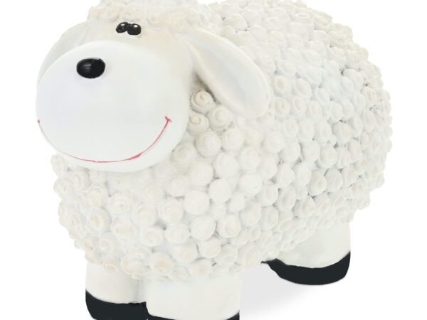 Relaxdays Garden Decoration Sculpture Sheep HBT: 16x21x12,5 cm, Weatherproof, Gift Idea, for Indoors and Outside, White