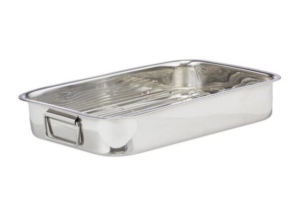 Relaxdays 10023739_59 Oven with Grill, Stainless Steel, Machine Washable, Roasting Dish, Silver