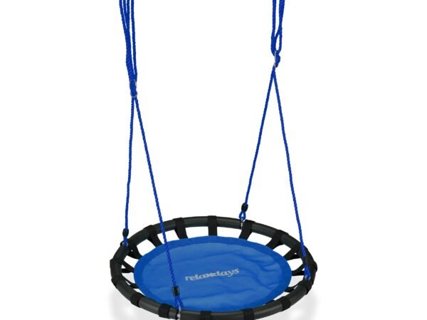 Relaxdays Nest, Round Hanging Swing for Children, Height-Adjustable, Ø: 80 cm, For up to 100 kg, Blue, steel
