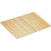 Relaxdays Bamboo Bath Mat, 80 x 50 cm, Non-Slip Shower Mat, Roll-Up Bathroom Mat, Natural/White