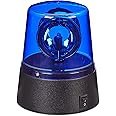 Relaxdays LED Blue Siren, Strobe Light with Rotating Reflector, Party Light, Battery-Operated, Blue