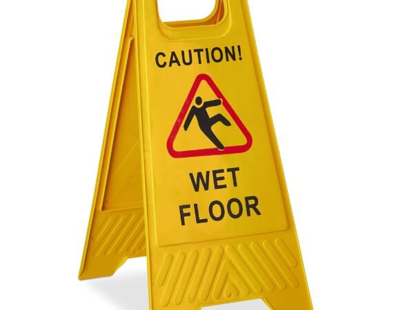 Relaxdays Caution Wet Floor ‘A’ Frame Signs, 2-sided Warning, Safety, Foldable, Yellow, 57.5 x 29.5 x 37.5 cm
