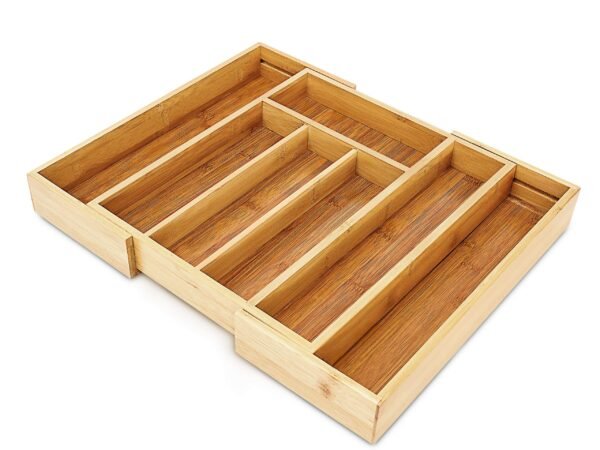 Relaxdays 10018883 Extendable Cutlery Tray for Kitchen Drawer Bamboo Nature