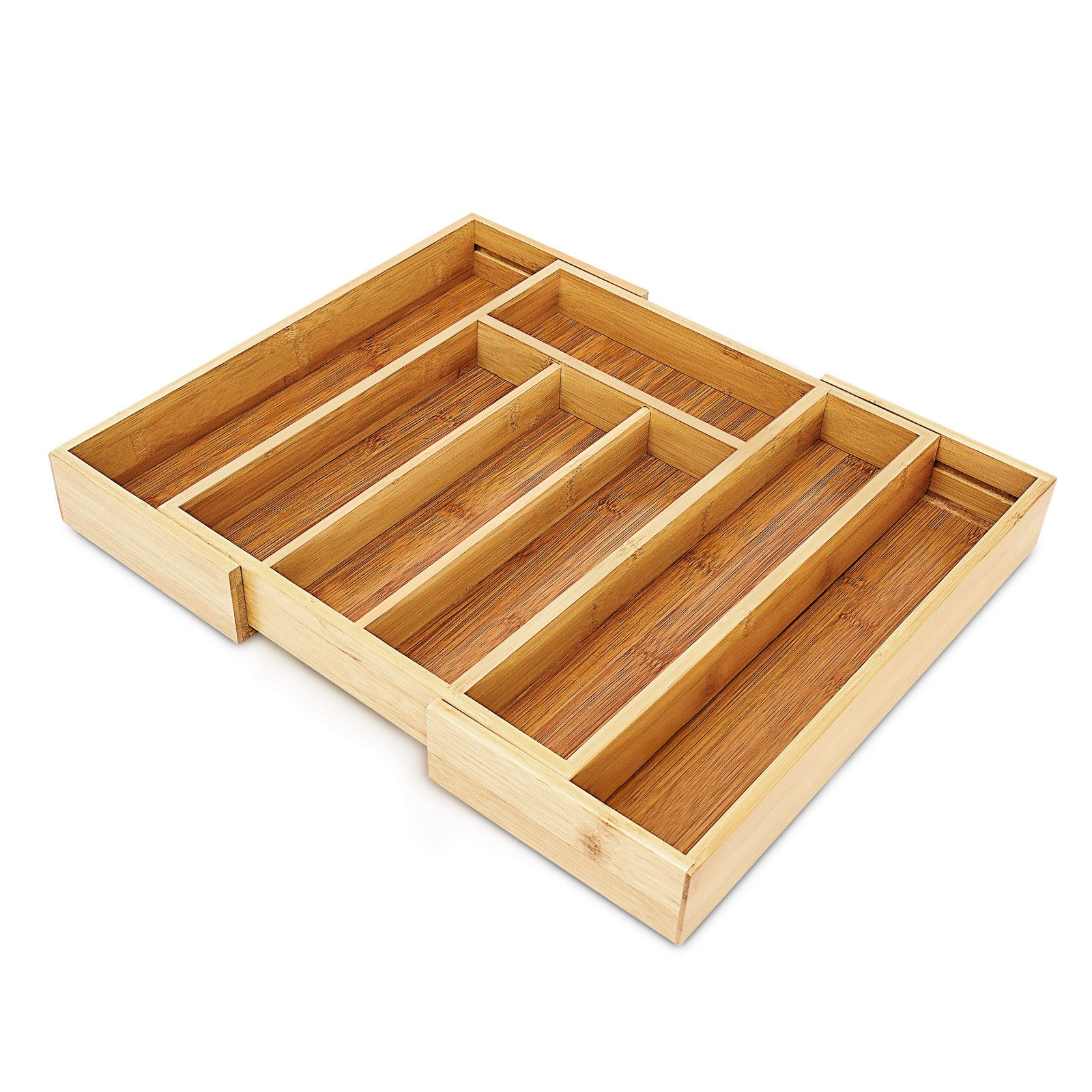 Relaxdays 10018883 Extendable Cutlery Tray for Kitchen Drawer Bamboo Nature