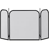 Relaxdays 10028791 Steel Screen, Anti-Spark Grill, Fireplace Protection Panel H x Approx. 52.5 x 97 cm, Black, 52.5 x 97 x 1.