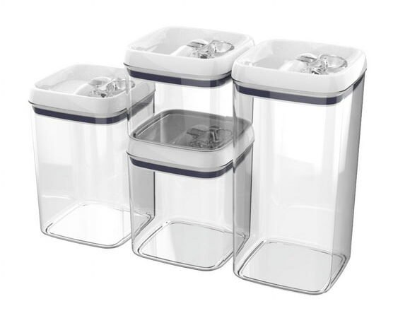 Better Homes & Gardens Canister Pack of 4, Flip-Tite® Square Food Storage Container Set