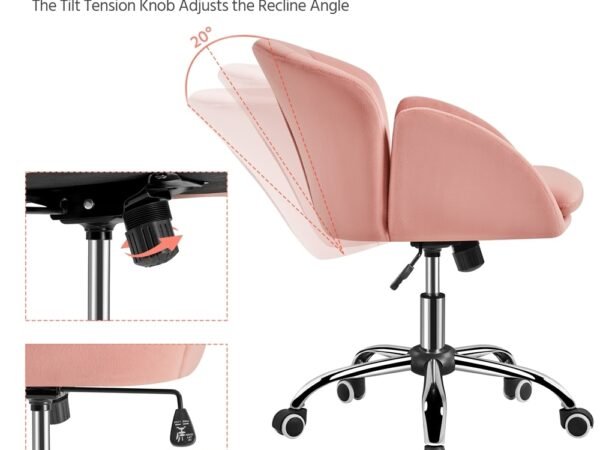 Yaheetech Modern Swivel Rolling Desk Chair Makeup Vanity - Picture 15 of 15