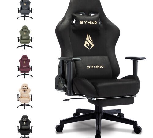 Symino MP Ergonomic Office Chair Racing Seat Design, Load Capacity 200kg, Adjustable Armrests and Backrest, Swivel Gaming Chair with Footrest