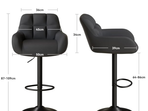 Baro kėdės, 2vnt., pasukamos, reguliuojamos