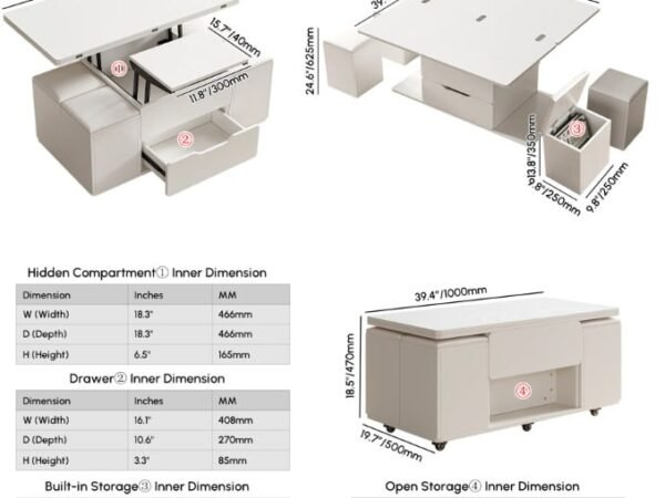Pakeliamas kavos staliukas 3-in-1