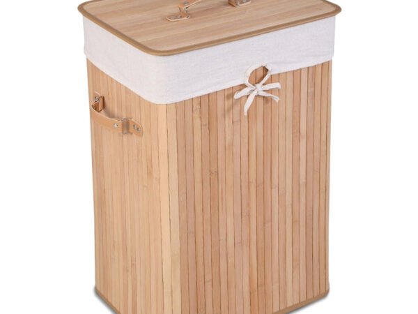 Rectangle Bamboo Hamper Laundry Basket - Relaxacare
