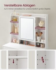 Prekės išsamiai tualetinis staliukas su LED apšvietimu, baltas kaina ir informacija | Kosmetiniai staliukai | pigu.lt