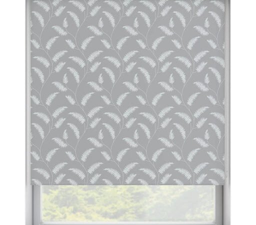 Multi Coloured Grey Floral Patterned Dim Out Roller Blind 'Twisting in the 50s' raised