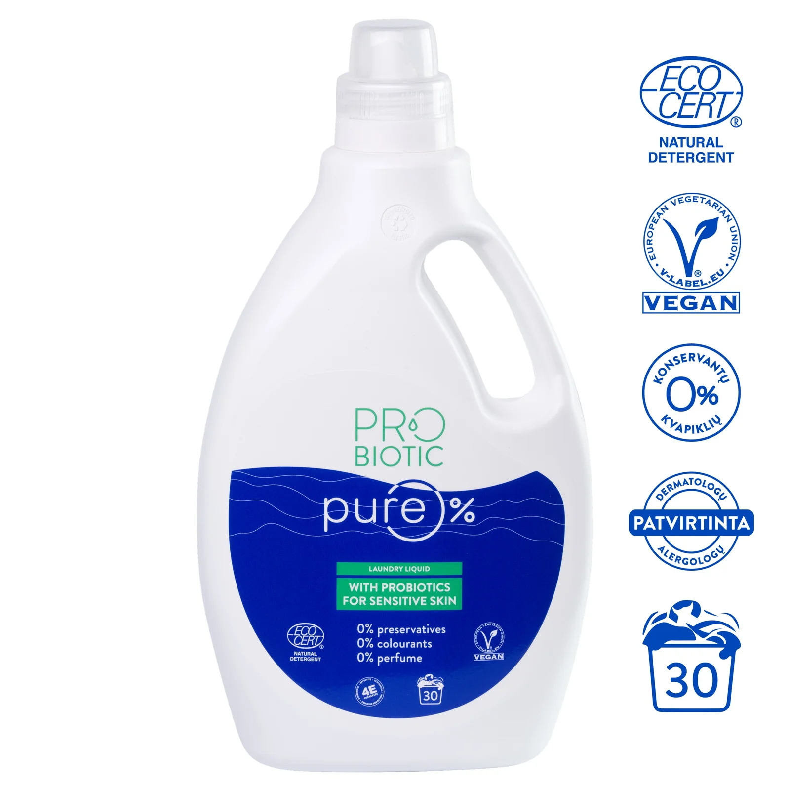 Probiotic Pure skalbimo skystis su probiotikais 30 sklabimų, 1500 ml