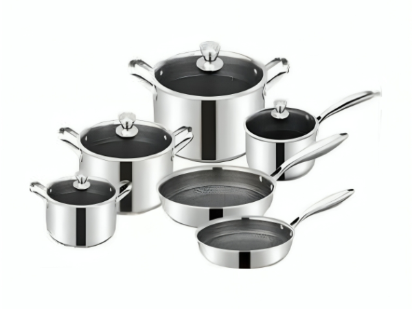 10 dalių nerūdijančio plieno puodų ir keptuvių rinkinys