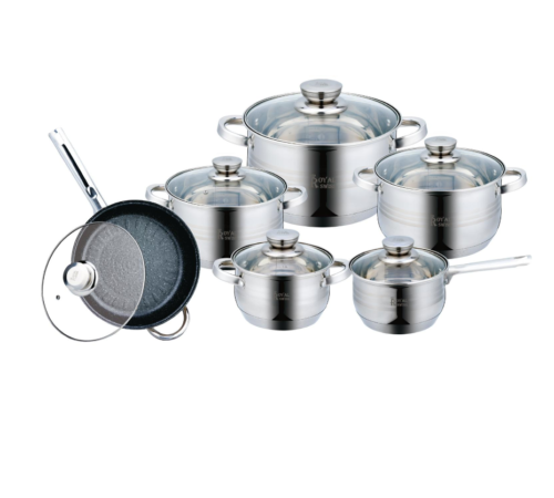 12 dalių indų rinkinys su keptuve