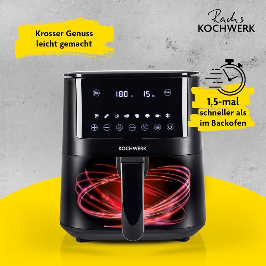 Rachs KOCHWERK 4L Skaitmeninis Oro Gruzdintuvas (Airfryer) 1400W su Jutikliniu Ekranu juoda spalva - Image 4