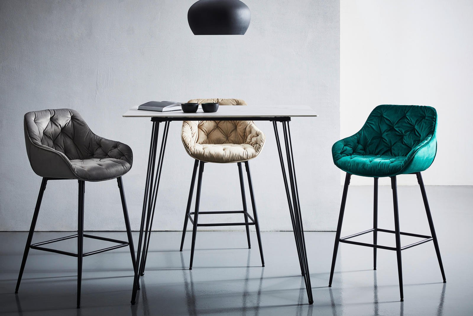 Livetastic baro kėdė, aksomas, juoda, taupe, geležis, tuopos fanera - Image 2