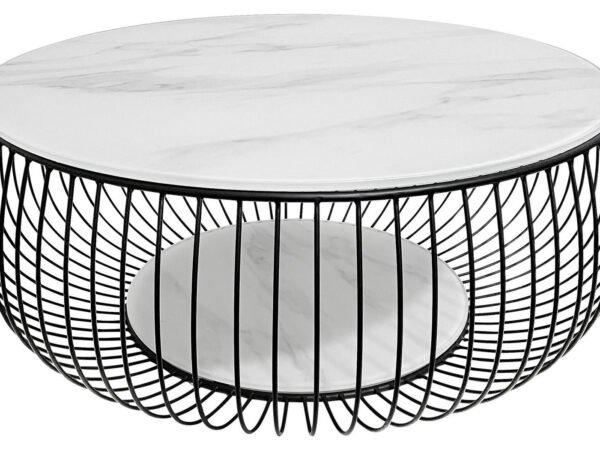 Novel KAVOS STALELIS ESG 86/86/35 cm apvalus, juodas, baltas