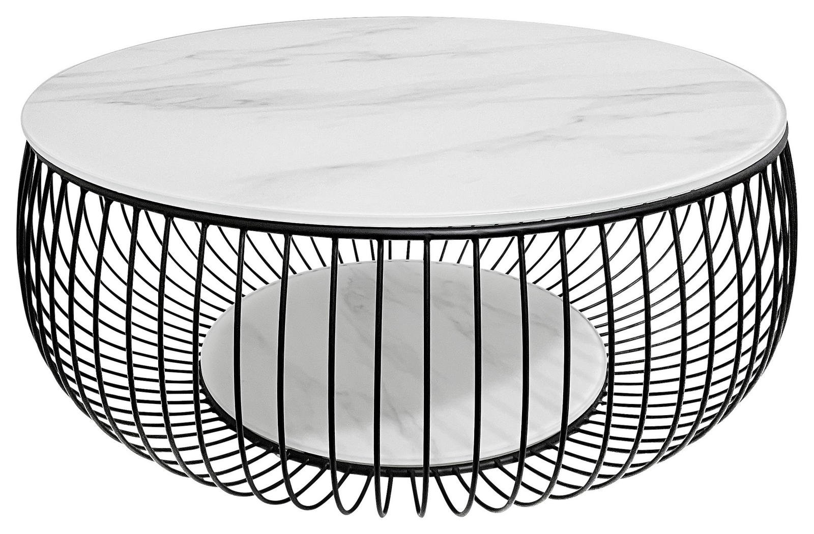 Novel KAVOS STALELIS ESG 86/86/35 cm apvalus, juodas, baltas