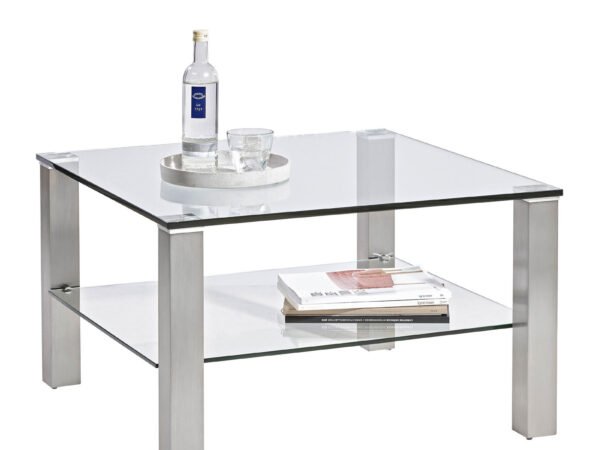 Novel KAVOS STALIUKAS ESG 75/75/43 cm stačiakampis Skaidrus, sidabro spalvos