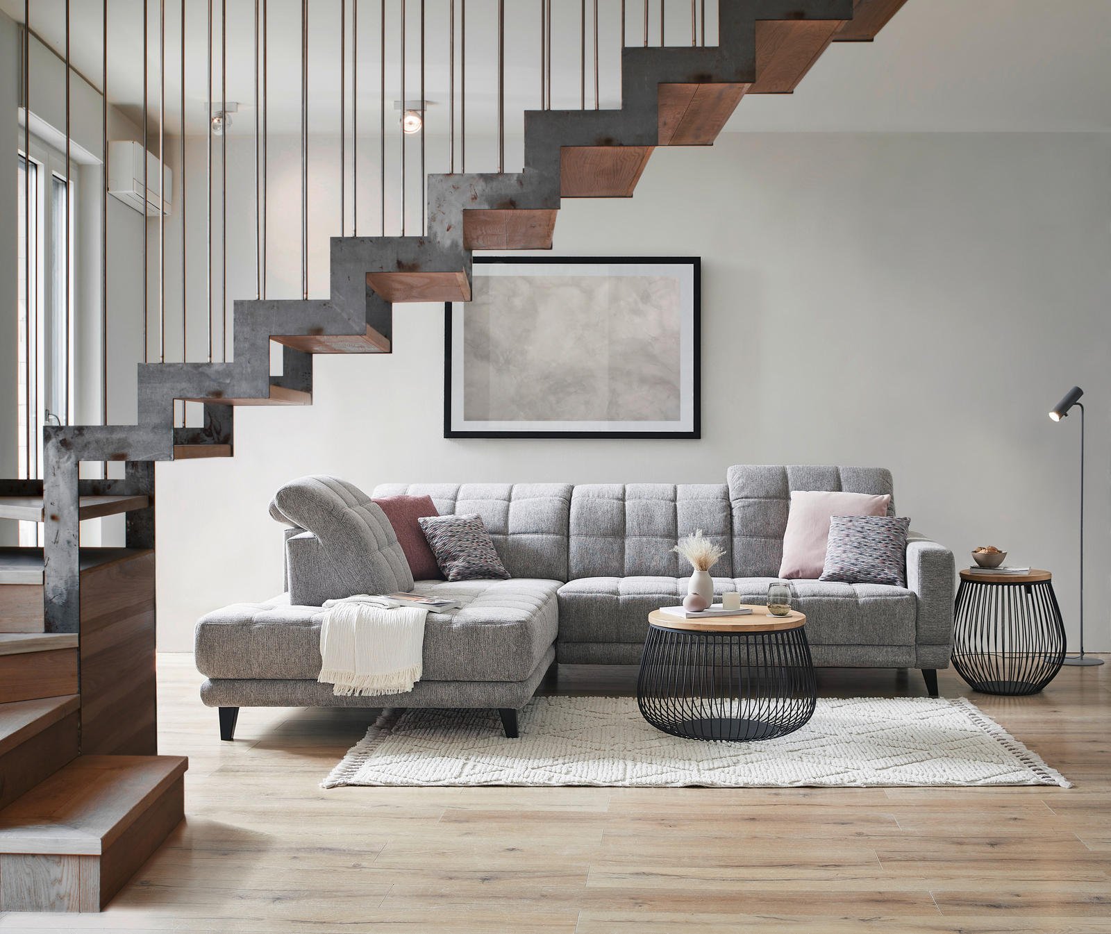 Novel šoninis staliukas 54/54/52,5 cm ąžuolo masyvo, natūralios spalvos, juodas, apvalus - Image 2