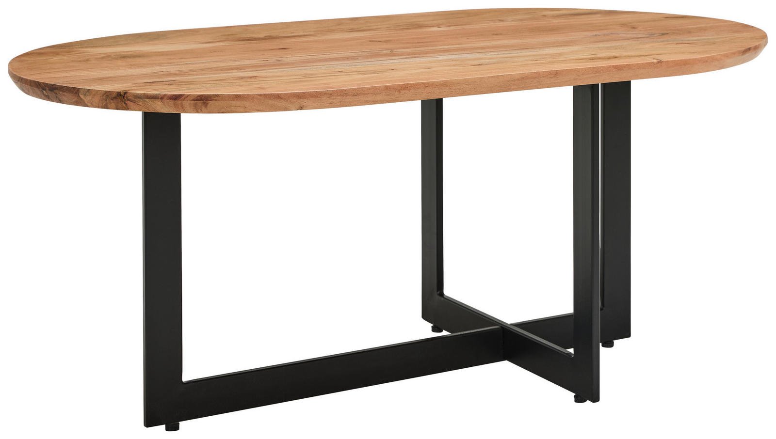 MID.YOU kavos staliukas akacijos masyvas 105/45/60 cm ovalus natūralios spalvos, juodas