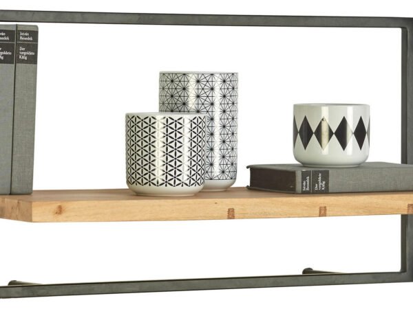 Landscape sieninė lentyna akacijos medienos masyvo, juoda, akacijos spalvos