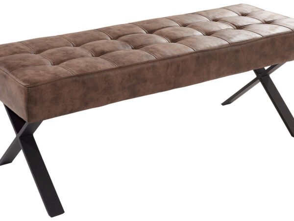 Carryhome sėdimasis suoliukas 140/48/45 cm, rudos spalvos odos imitacijos, metalinis