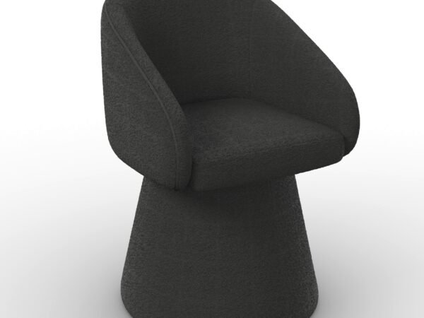 Krėslas su porankiais Maia, juodas, šenilinis, pasukamas, paminkštintas