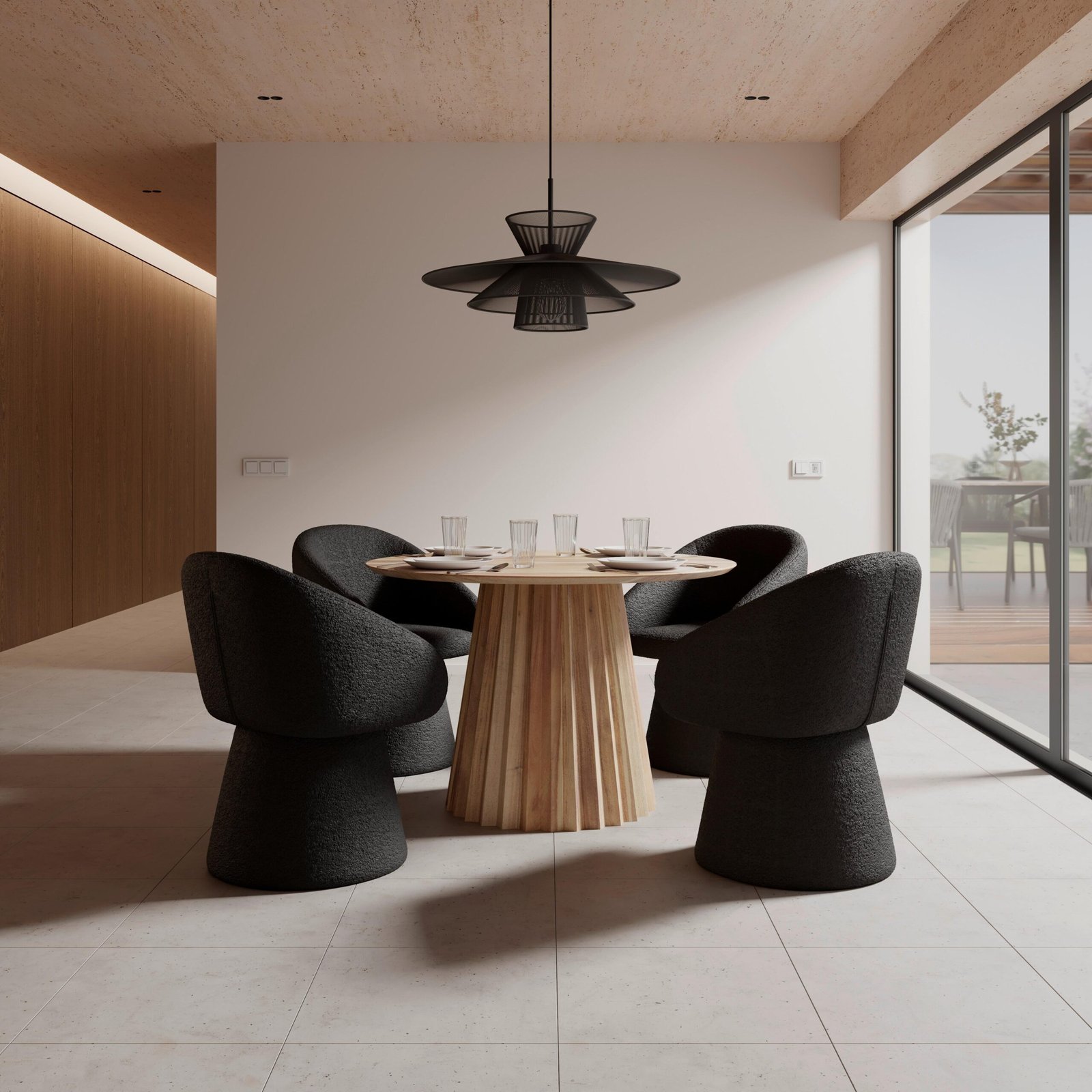 Krėslas su porankiais Maia, juodas, šenilinis, pasukamas, paminkštintas - Image 2