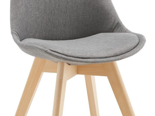 Kėdė Rocksi pilka austas audinys, tikro medžio kojos