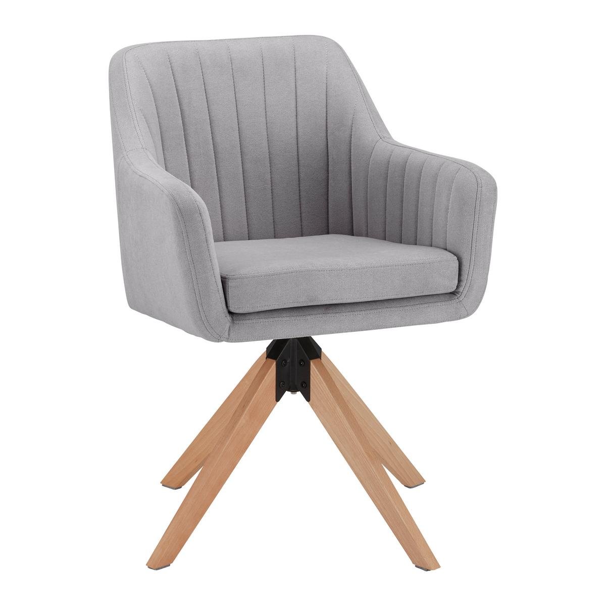 Lucita krėslas, pilkos spalvos aksominis, pasukamas, paminkštintas