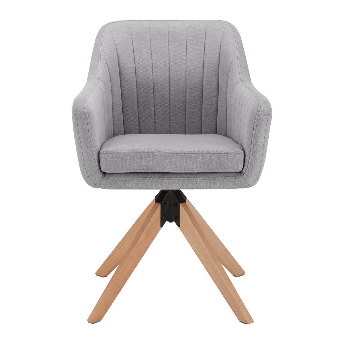 Lucita krėslas, pilkos spalvos aksominis, pasukamas, paminkštintas - Image 2