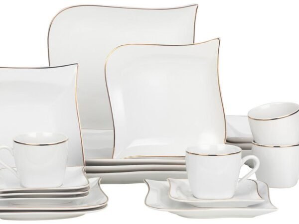 20 dalių servisas „Goldline“, baltos ir aukso spalvos