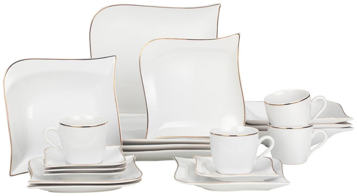 20 dalių servisas „Goldline“, baltos ir aukso spalvos