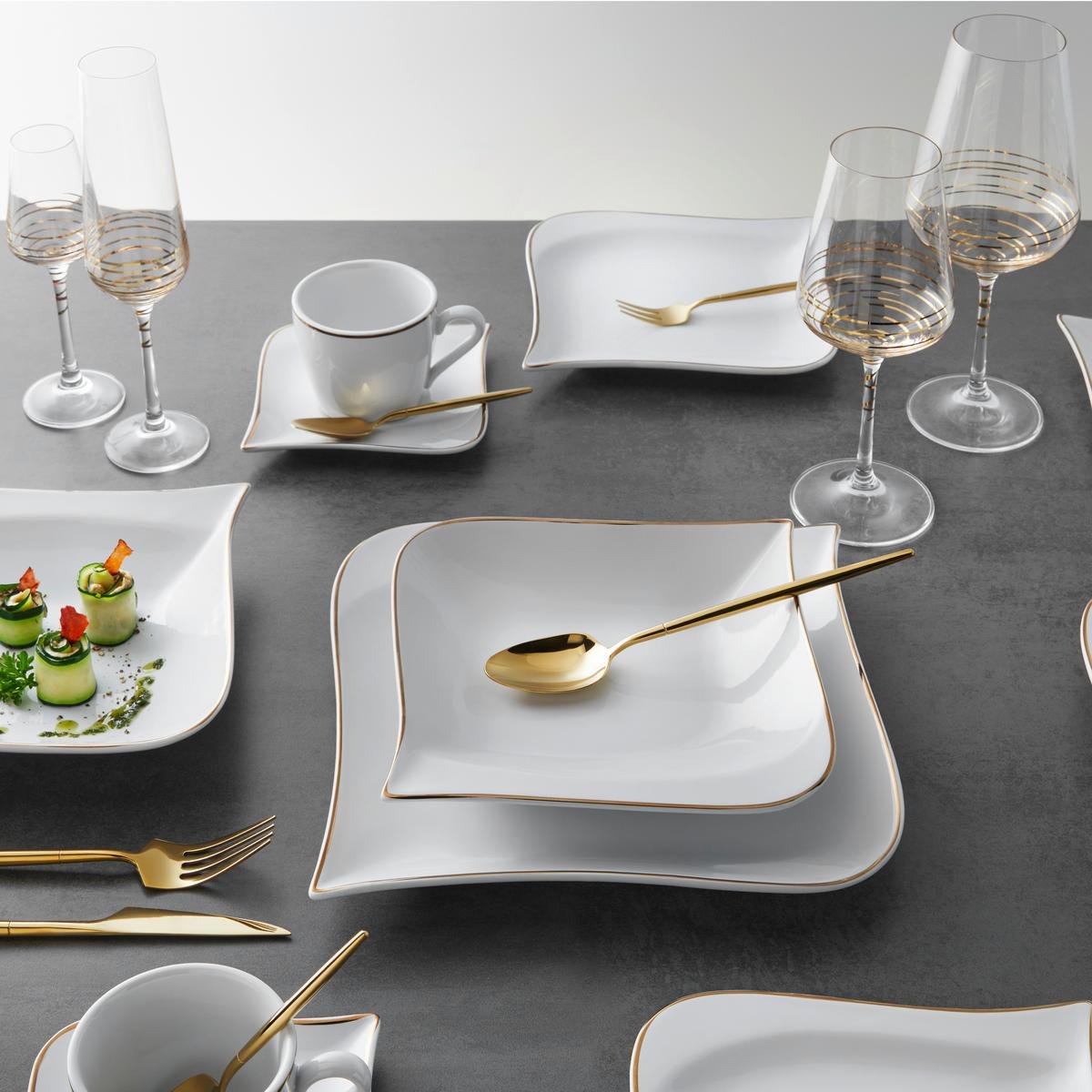 20 dalių servisas „Goldline“, baltos ir aukso spalvos - Image 2