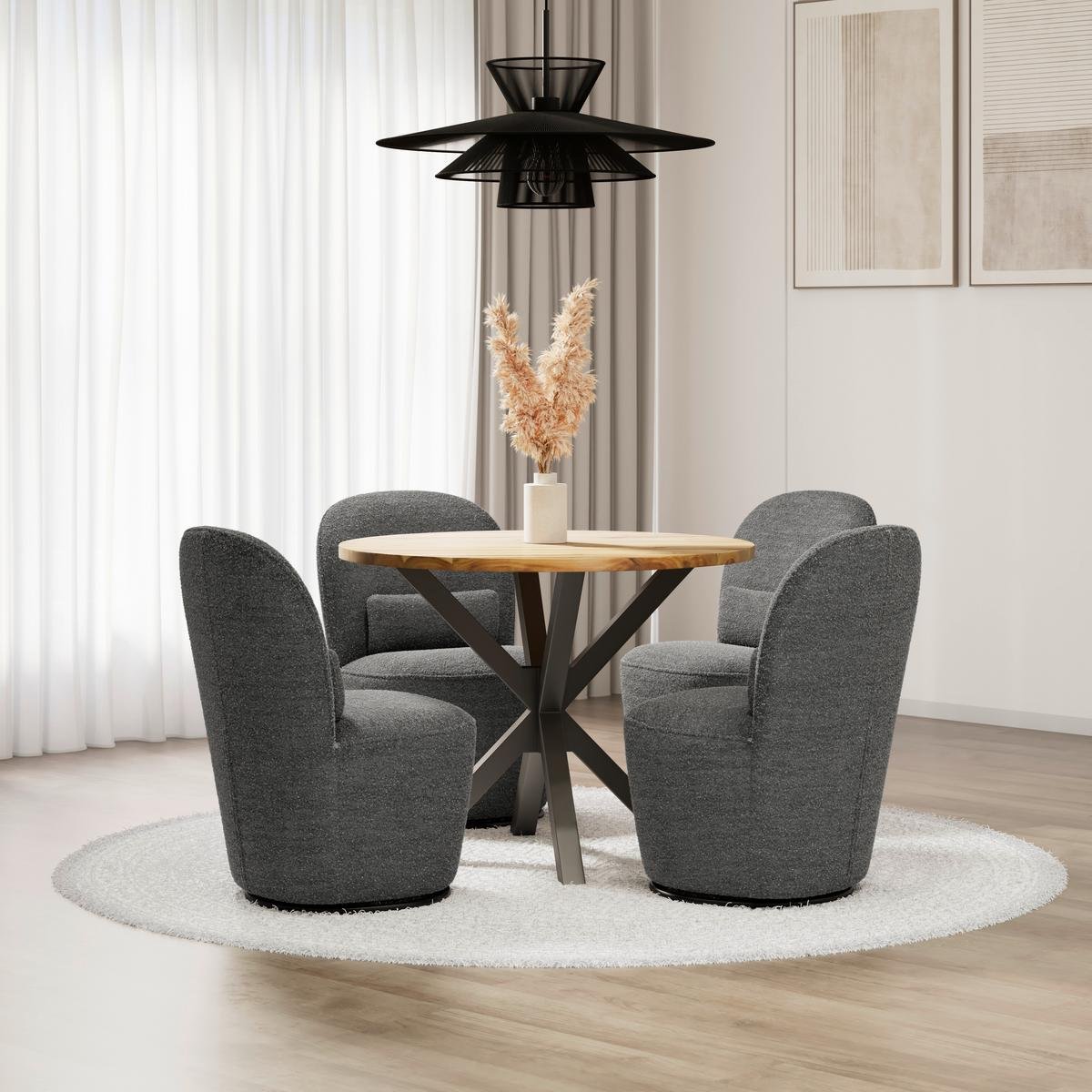 Pasukama kėdė Vittore, pilka, apmušta buklė audiniu - Image 2