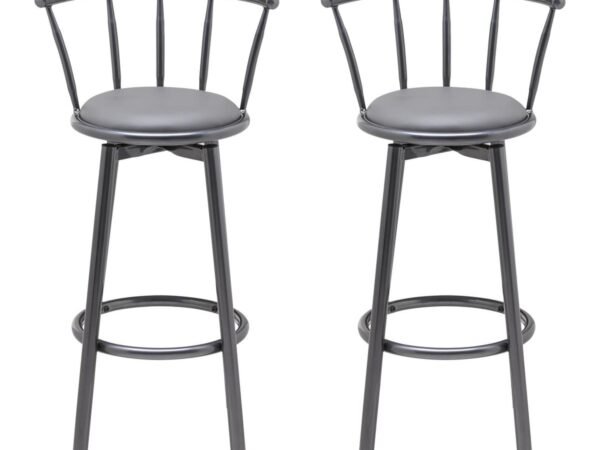 Paminkštintas baro kėdžių komplektas Fabio, pilkas, odos imitacijos