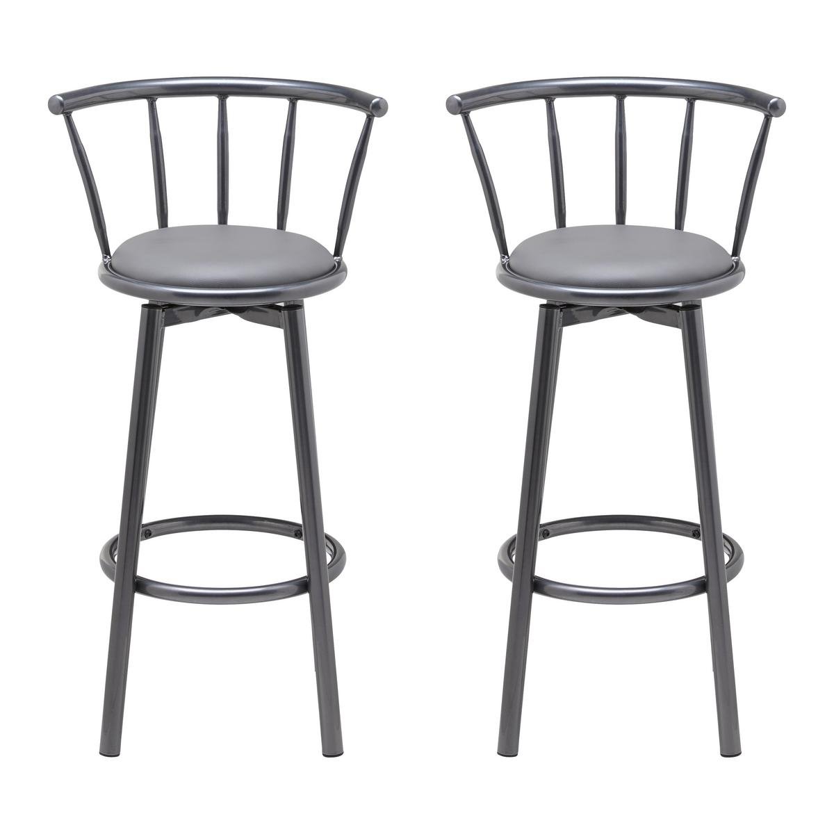 Paminkštintas baro kėdžių komplektas Fabio, pilkas, odos imitacijos