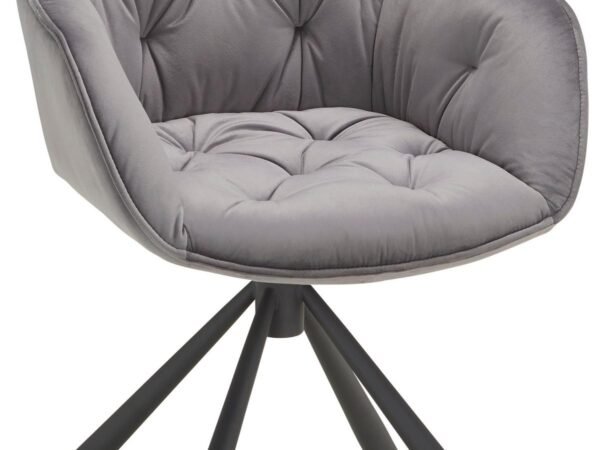 Krėslas Eileen su pilku aksominiu apmušalu, pasukamas